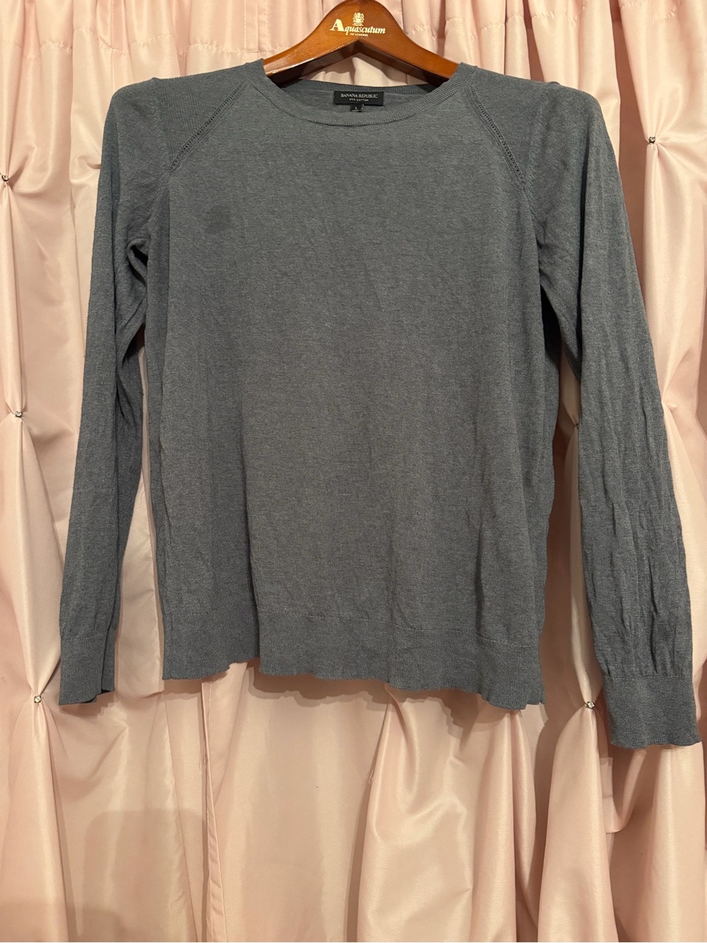Banana republic silk cotton sweater L large grey gray crew neck